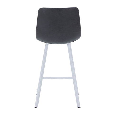 Elland Modern Upholstered Leather Bar Stool With Black/White Iron Legs & Footrest