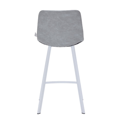 Elland Modern Upholstered Leather Bar Stool With Black/White Iron Legs & Footrest