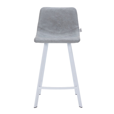 Elland Modern Upholstered Leather Bar Stool With Black/White Iron Legs & Footrest