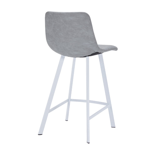 Elland Modern Upholstered Leather Bar Stool With Black/White Iron Legs & Footrest