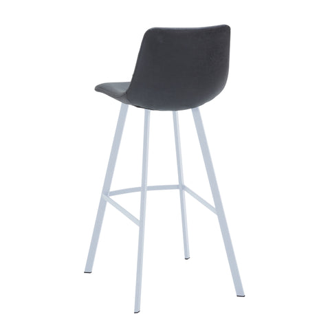 Elland Modern Upholstered Leather Bar Stool With Black/White Iron Legs & Footrest