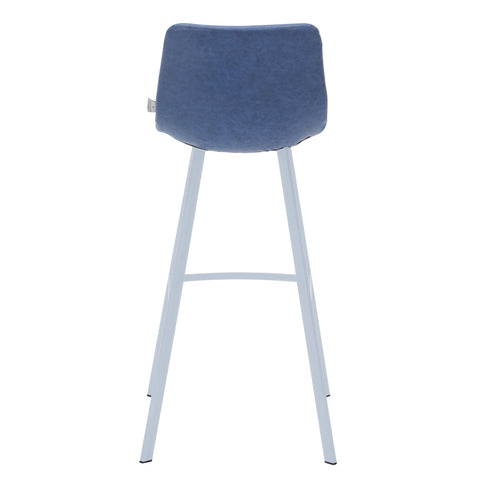 Elland Modern Upholstered Leather Bar Stool With Black/White Iron Legs & Footrest