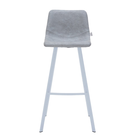 Elland Modern Upholstered Leather Bar Stool With Black/White Iron Legs & Footrest