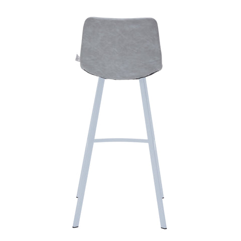 Elland Modern Upholstered Leather Bar Stool With Black/White Iron Legs & Footrest