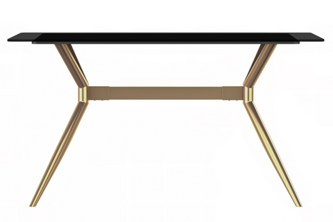 Elega Rectangular Dining Table with Sintered Stone/Glass Rectangular Top and Gold Stainless Steel Base