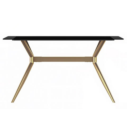 Elega Rectangular Dining Table with Sintered Stone/Glass Rectangular Top and Gold Stainless Steel Base