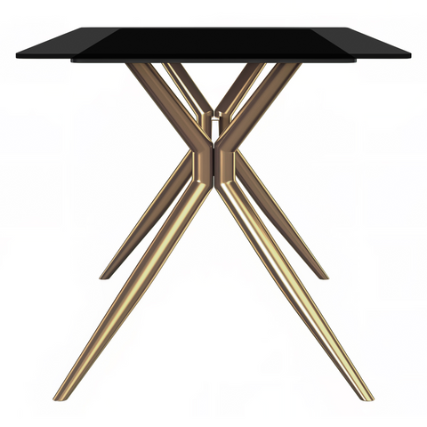 Elega Rectangular Dining Table with Sintered Stone/Glass Rectangular Top and Gold Stainless Steel Base