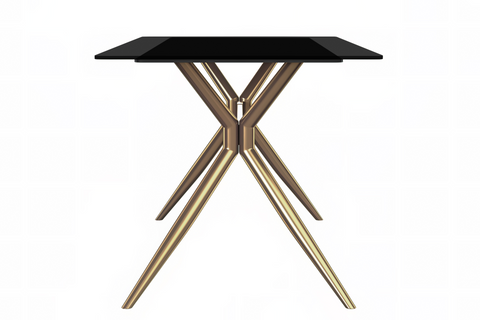 Elega Rectangular Dining Table with Sintered Stone/Glass Rectangular Top and Gold Stainless Steel Base