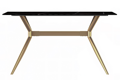 Elega Rectangular Dining Table with Sintered Stone or Glass Rectangular Top and Stainless Steel Base