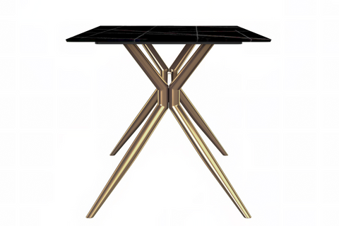 Elega Rectangular Dining Table with Sintered Stone or Glass Rectangular Top and Stainless Steel Base