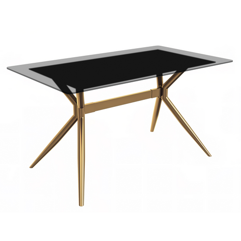 Elega Rectangular Dining Table with Sintered Stone/Glass Rectangular Top and Gold Stainless Steel Base