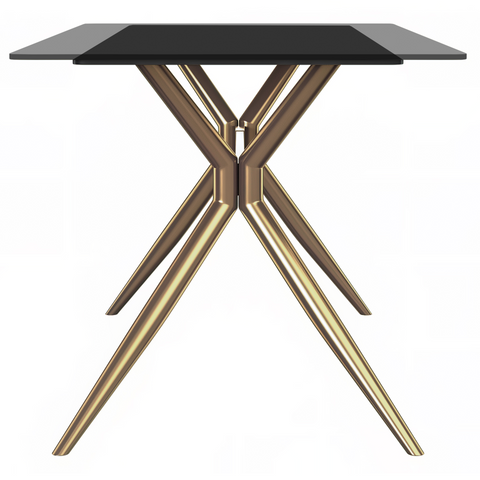 Elega Rectangular Dining Table with Sintered Stone/Glass Rectangular Top and Gold Stainless Steel Base