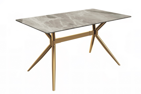 Elega Rectangular Dining Table with Sintered Stone or Glass Rectangular Top and Stainless Steel Base