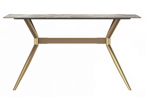 Elega Rectangular Dining Table with Sintered Stone or Glass Rectangular Top and Stainless Steel Base