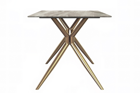 Elega Rectangular Dining Table with Sintered Stone or Glass Rectangular Top and Stainless Steel Base