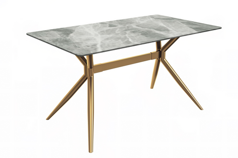 Elega Rectangular Dining Table with Sintered Stone or Glass Rectangular Top and Stainless Steel Base