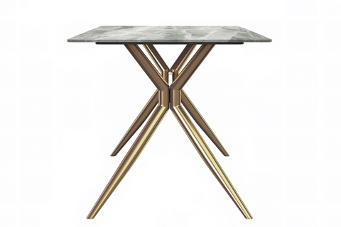 Elega Rectangular Dining Table with Sintered Stone or Glass Rectangular Top and Stainless Steel Base