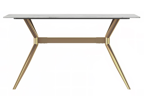 Elega Rectangular Dining Table with Sintered Stone or Glass Rectangular Top and Stainless Steel Base