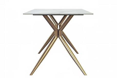 Elega Rectangular Dining Table with Sintered Stone or Glass Rectangular Top and Stainless Steel Base