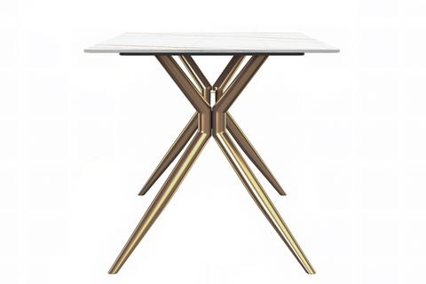 Elega Rectangular Dining Table with Sintered Stone or Glass Rectangular Top and Stainless Steel Base