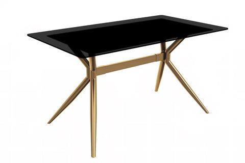 Elega Rectangular Dining Table with Sintered Stone/Glass Rectangular Top and Gold Stainless Steel Base