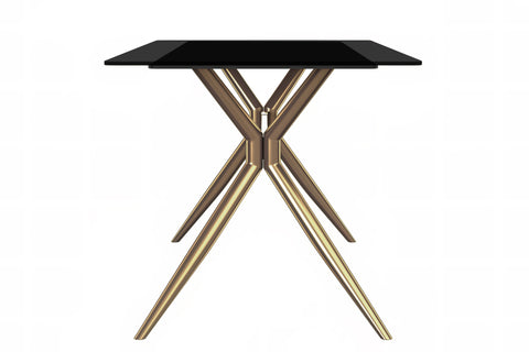 Elega Rectangular Dining Table with Sintered Stone/Glass Rectangular Top and Gold Stainless Steel Base