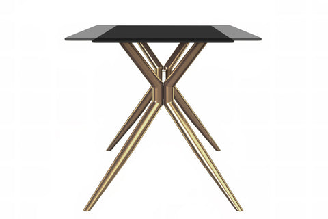 Elega Rectangular Dining Table with Sintered Stone/Glass Rectangular Top and Gold Stainless Steel Base