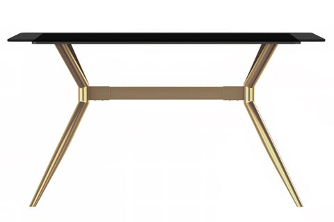 Elega Rectangular Dining Table with Sintered Stone/Glass Rectangular Top and Gold Stainless Steel Base