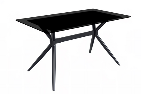 Elega Rectangular Dining Table with Sintered Stone/Glass Rectangular Top and Black Stainless Steel Base