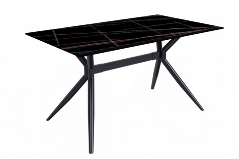 Elega Rectangular Dining Table with Sintered Stone or Glass Rectangular Top and Stainless Steel Base