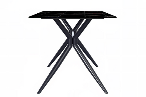 Elega Rectangular Dining Table with Sintered Stone or Glass Rectangular Top and Stainless Steel Base