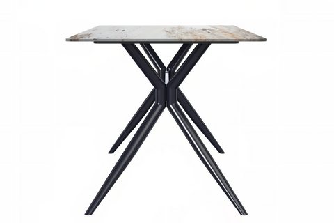 Elega Rectangular Dining Table with Sintered Stone or Glass Rectangular Top and Stainless Steel Base