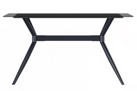 Elega Rectangular Dining Table with Sintered Stone/Glass Rectangular Top and Black Stainless Steel Base