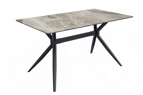 Elega Rectangular Dining Table with Sintered Stone or Glass Rectangular Top and Stainless Steel Base