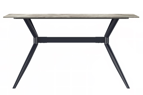 Elega Rectangular Dining Table with Sintered Stone or Glass Rectangular Top and Stainless Steel Base