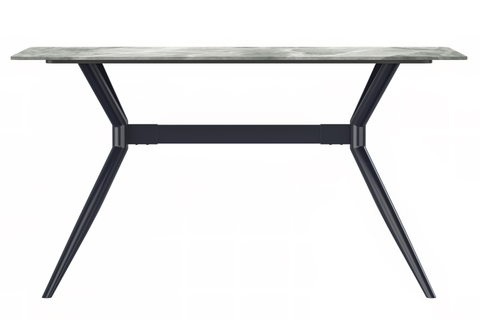 Elega Rectangular Dining Table with Sintered Stone/Glass Rectangular Top and Black Stainless Steel Base