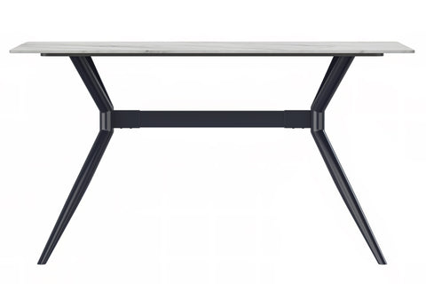 Elega Rectangular Dining Table with Sintered Stone/Glass Rectangular Top and Black Stainless Steel Base