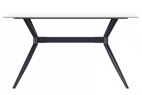 Elega Rectangular Dining Table with Sintered Stone/Glass Rectangular Top and Black Stainless Steel Base