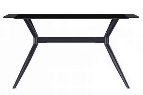 Elega Rectangular Dining Table with Sintered Stone/Glass Rectangular Top and Black Stainless Steel Base