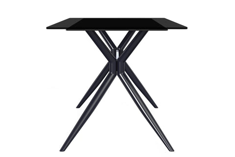 Elega Rectangular Dining Table with Sintered Stone/Glass Rectangular Top and Black Stainless Steel Base