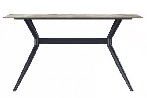 Elega Rectangular Dining Table with Sintered Stone/Glass Rectangular Top and Black Stainless Steel Base