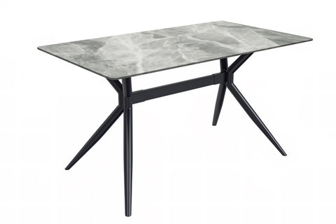 Elega Rectangular Dining Table with Sintered Stone/Glass Rectangular Top and Black Stainless Steel Base