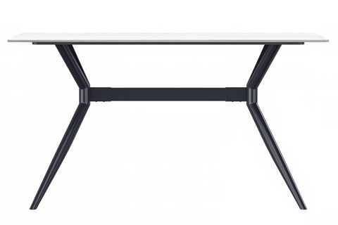 Elega Rectangular Dining Table with Sintered Stone/Glass Rectangular Top and Black Stainless Steel Base