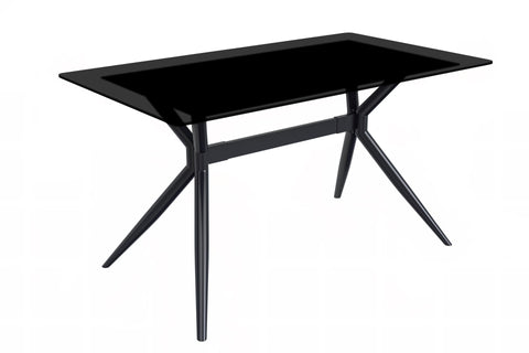 Elega Rectangular Dining Table with Sintered Stone/Glass Rectangular Top and Black Stainless Steel Base