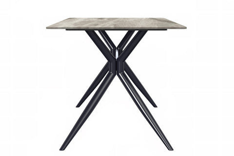 Elega Rectangular Dining Table with Sintered Stone/Glass Rectangular Top and Black Stainless Steel Base