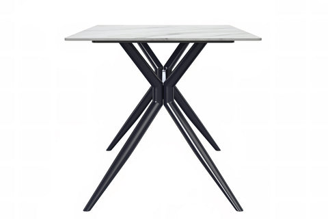 Elega Rectangular Dining Table with Sintered Stone/Glass Rectangular Top and Black Stainless Steel Base