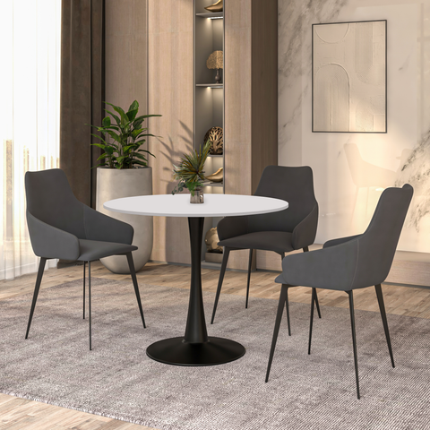 Bristol 32" Round Dining Table with Wood Top and Iron Pedestal Base