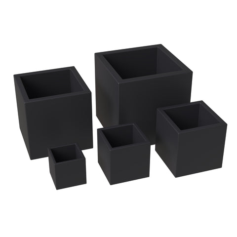 Fern 5-Piece Fiberstone and MGO Clay Planter Set, Mid-Century Modern Square Planter Pot for Indoor and Outdoor