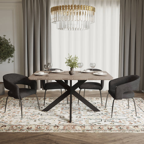 Ravenna 5-Piece Dining Set with Rectangular Dining Table in Maple and 6 Dining Chairs