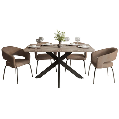 Ravenna 5-Piece Dining Set with Rectangular Dining Table in Maple and 6 Dining Chairs